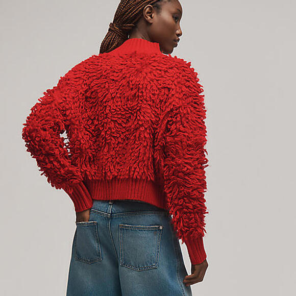 Maeve by Anthropologie Callahan Mock-Neck Loop-Stitch Sweater Red - Picture 3 of 9